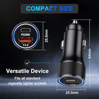 Penemay Car Charger USB C Car Phone Charger, Multi Port Cigarette Lighter Car Adapter for iPhone 17 16 15 Pro Max/14/13/12/11