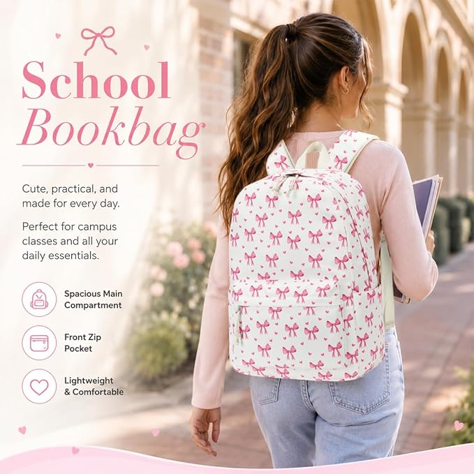 LOIDOU Backpack for Girls School Backpacks Bookbags for Elementary Middle School Women Laptop Backpacks (215 Beige, L-17)