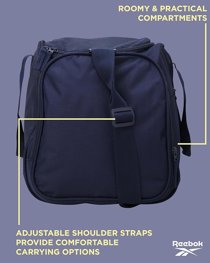 Reebok Duffle Bag - Lightweight Unisex Carry On Gym Bag - Travel and Sports Duffel Bags for Men and Women, Hamilton Navy