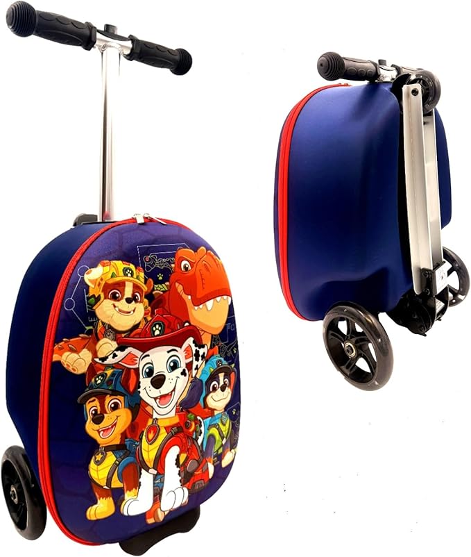 Fast Forward Nickelodeon Paw Patrol 2-in-1 Kids Scooter Suitcase & Ride-On Carry-On Luggage Lightweight Travel Case with Built-in Kick Scooter