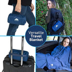 BlueHills Premium Soft Ultra Compact Travel Blanket Value Pack Set of 2 - Airplane Traveling Essentials Flight Blanket Throw in a Portable case Plane Travel Gift - Pink and Navy Blue