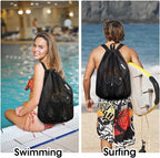 WANDF Swim Bag Mesh Drawstring Backpack Beach Backpack for Swimming, Gym, and Workout Gear