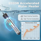 Portable Camping Shower with Heater, 6000mAh Rechargeable Portable Shower with 2000W Immersion Heater, LED Display, Heated Camping Shower for Travel, Hiking, Car, Pet