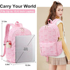 LOIDOU Backpack for Girls School Backpacks Bookbags for Elementary Middle School Women Laptop Backpacks (Bow Tie Pink, L-17)