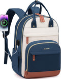 LOVEVOOK Backpack for Women,Laptop Backpack Women,Fits 17 Inch Laptop Bag,School Backpacks,Fashion Travel Work Anti-theft Bag,Waterproof Business Computer College Backpack Purse,Blue-green-Beige white