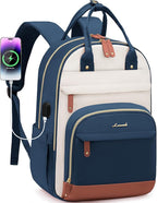LOVEVOOK Backpack for Women,Laptop Backpack Women,Fits 17 Inch Laptop Bag,School Backpacks,Fashion Travel Work Anti-theft Bag,Waterproof Business Computer College Backpack Purse,Blue-green-Beige white