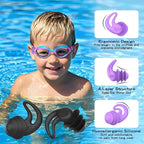 Waterproof Ear Plugs for Swimming Kids - 4 Pairs Reusable Silicone Swimming Ear Plugs for Children Ages 4-14, Keep Ear Water Out, Surfing, Bathing, Water Sports