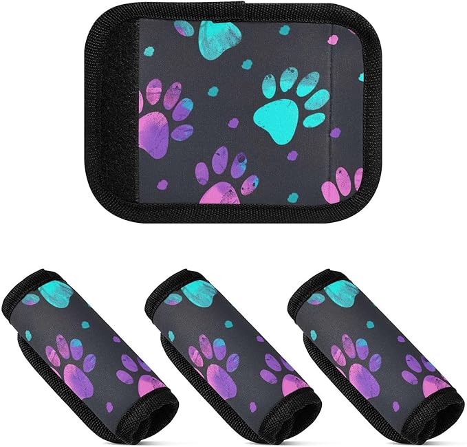 Dog Paw Luggage Handle Wrap, Luggage Identifiers, Bag Strap Cover, Suitcase Wraps Tags, Travel Accessories, 4 Pack