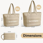 Puffer Tote Bag with Pouch,Women's Lightweight Quilted Shoulder Bag,15.6"/17.3" Laptop Travel Weekender for Work & Nurses