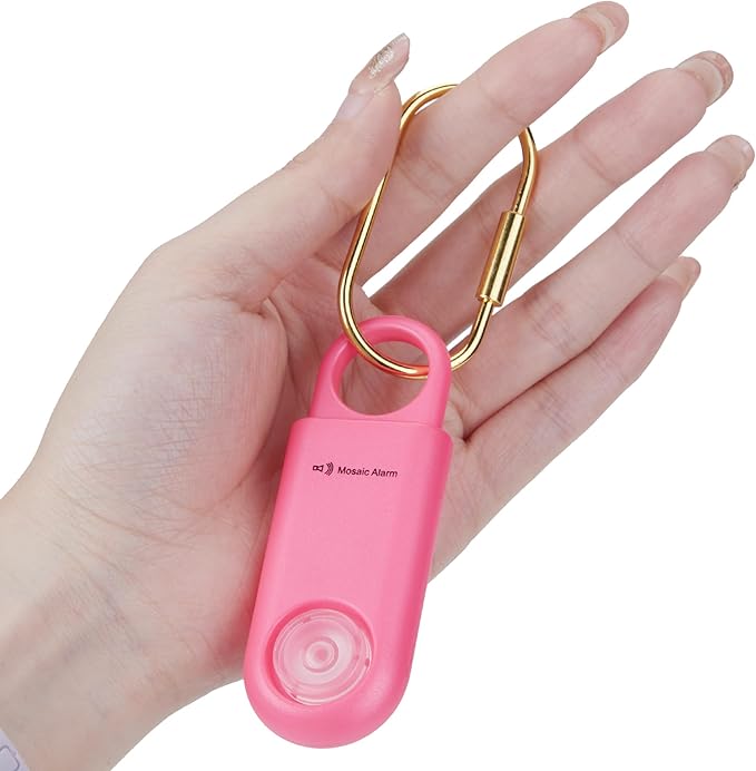 130dB Personal Safety Alarm Ultra Bright Strobe Light Loud Sound Keychain Siren with Carabiner for Women, School Children, Night Runners. Hiking Alarm Bear Deterrent. SOS Emergency Alerts. Hot Pink