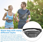5PCS Crossbody Fanny Pack Bulk,Large Capacity Waist Bag with 4-Zipper Pockets Adjustable Strap Fanny Packs Waterproof Oxford Cloth Travel Belt Bag for Outdoor Shopping Travel Men Women,Gray