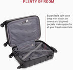 SwissGear 7366 Hardside Expandable Luggage with Spinner Wheels, Black, Carry-On 19-Inch