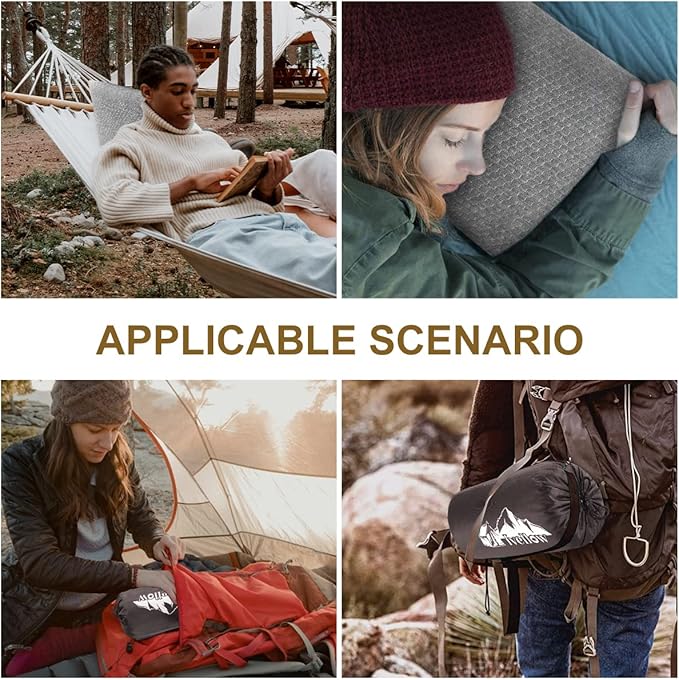 Ivellow Travel Pillow Camping Pillow for Sleeping Small Shredded Memory Foam Pillow Compressible Compact Medium Firm, Soft Breathable Cover,Supportive for Outdoor Car Backpacking Hiking Essential Gear