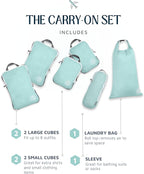 Compression Packing Cubes for Travel, 6-Piece Lightweight Packing Cubes Set for Carry-On Luggage & Backpacks – TRIPPED Travel Gear (Dusty Teal/White)