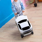 Kids Car Shaped Luggage Telescopic Handle Child's Sit on Suitcase Lightweight 3D Cartoon Car Suitcase for Young Children, Vacation, Airport, White