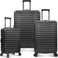 U.S. Traveler Boren Expandable Hardside Rugged Travel Luggage with 8 Spinner Wheels, Black, 3-Piece Set