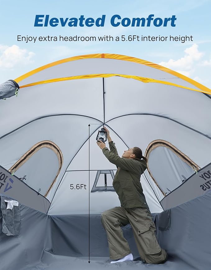 JOYTUTUS Pickup Truck Tent 2.0, Waterproof PU2000mm Double Layer for 2 Person, Portable Truck Bed Tent with Rainfly, 5.5'-5.8' Camping Preferred - Orange