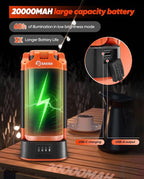 Saker Portable Camping Light with Stand 73inch 20000mAh Rechargeable LED Work Lights 3200 Lumen 4000/6500K Emergency Lights for Camping, Garage, Outdoor Work, Power Outages, Fishing LD18