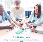 Portable Charger 38800mAh,LCD Display Power Bank,5 USB Outputs Battery Pack Backup, USB-C 3A in&out Travel Essential Portable Phone Charger For iPhone 17/16/15/14/13 Pro,Android Samsung Galaxy-Green