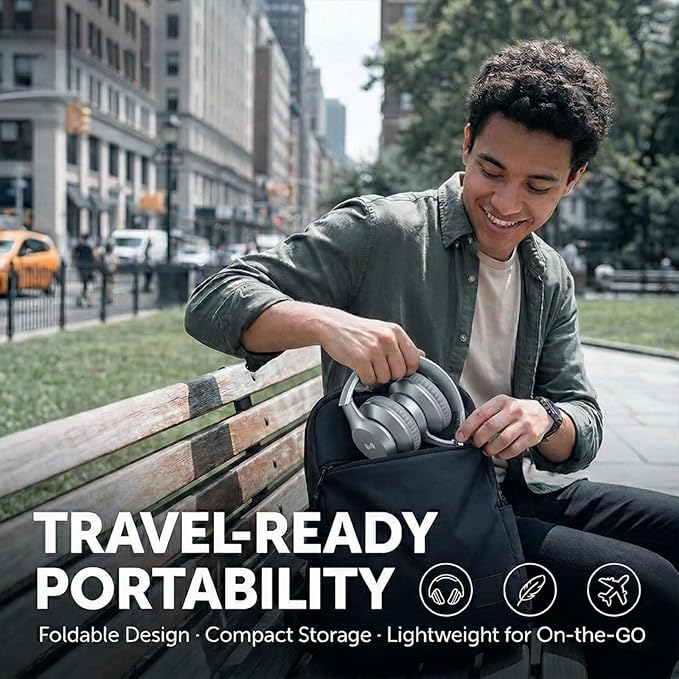 Wired Headphones, Premium Over-Ear Headset with Hi-Fi Stereo Sound, Noise-Isolating Ear Cushions, Lightweight Comfortable Design, Tangle-Free Cable, Ideal for Work & Daily Commute (Silver)