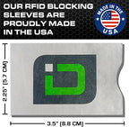 RFID Blocking Credit Card Sleeve Protectors – USA Made Slim Wallet Inserts for Credit Cards, Debit Cards & ID Protection (16, Green Logo -16 Pack)
