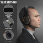 Lorelei X8 Over-Ear Wired Headphones with Microphone with 1.45m-Tangle-Free Nylon Line&3.5mm Plug,Lightweight Foldable & Portable Headphones for Smartphone,Tablet,Computer,Mp3/4(Black-Gold)