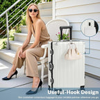 Krute Aluminum Frame Luggage 28 Inch Checked Suitcase with Spinner Wheels TSA Approved No Zipper Hard Shell Luggage PC+ABS Travel Suitcase White