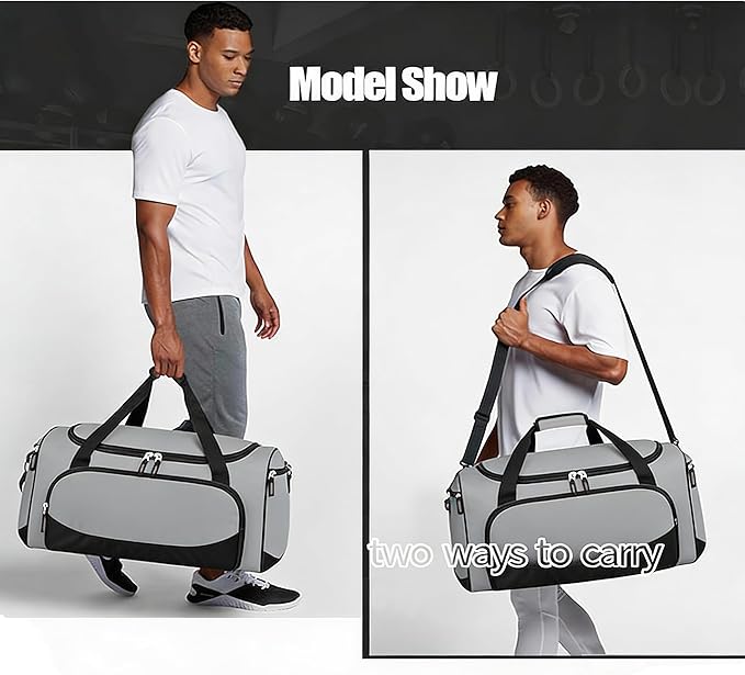 Uarition Heavy Duty Duffle Bag for Men, 55L Large Durable Gym Duffel Bag for Workout, Sports, Travel Gear - Gray