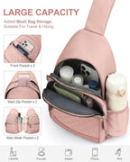 Capolo Sling Bag for Women Men Waterproof Crossbody Bags for Women Trendy Casual Fanny Pack with Convertible Shoulder Strap Chest Bag for Travel Hiking(Pink, Large)