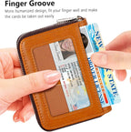FurArt Zipper Wallet Women, RFID Blocking Credit Card Wallet, Business Card Holder, Compact Size KeyChain Wallet