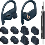 8 Pairs Ear Tips for Beats Powerbeats Pro/Beats Flex/Beats X with Cleaning Kit, Soft Silicone Fit in Case Replacement Tips for Beats Powerbeats Pro/Beats Flex/urBeats - Navy Blue