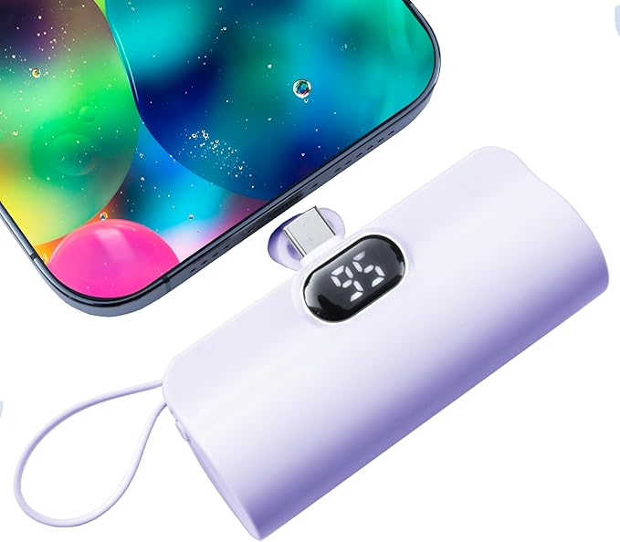 Mini power bank 5500mAh Portable Power Bank,Dual USB-C ports Cell Phone Power Charger, LCD LED Display Battery Compatible with iPhone17/16/15 plus/15 pro/15 pro Max/Android phone/Samsung/Moto/LG etc