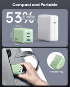 150W USB C Charger Block,GaN III Compact Foldable Wall Charger 3 Port Fast Charging Station,PD QC PPS Portable USB C Hub 100W Laptop Adapter for MacBook Pro/Air,iPad,iPhone 17/Pro,Galaxy S24,Dell etc
