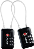 TSA Accepted Luggage Travel Lock, Set-Your-Own Combination Lock for School Gym Locker, Luggage Suitcase Baggage Locks, Filing Cabinets, Toolbox, Case (Black, 2 Pack)