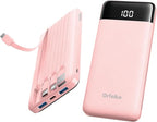 Orfeika Portable Phone Charger, 10000mAh Portable Charger Power Bank with Built-in Cables, Travel Essential Battery Pack Compatible with iPhone, Samsung, Google, iPads, Tablets, etc
