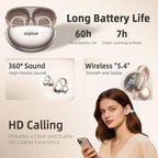 Jewelry-Inspired Clip On Earbuds,Comfortable Fit Open Ear Clip-On Headphones,Wireless Bluetooth Ear Cuff Headphones for Women,Earrings Earbuds for Running,Office,Sport&Gift (Butterfly - Rose Gold)