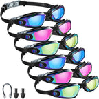 Flutesan 6 Pack Swim Goggles for Adult Anti Fog Swimming Glasses with Ear Plugs Nose Clip No Leaking Full Protection Goggles