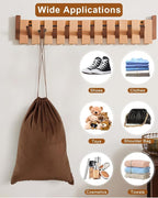 FantasyLife Shoe Bags for Travel, Washable Dust Bags for Storage & Packing, Flannel Shoe Pouch with Drawstring Closure for Purses, Handbags, Shoes & Toys (4, Mocha Mousse, 17.3"x12.6")