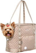 Pecute Dog Purse Carrier, Dog Carrier with Pockets for Small Dogs, Fits Dogs 5 lbs to 9 lbs, Cat and Puppies Tote Bag, Outing, Travel, Vet, Khaki