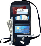 Travel Neck Wallet, RFID Blocking Passport Holder with Adjustable Neck Strap for Men and Women to Keep Cash, Credit Cards and Travel Documents Safe - Black