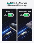 INIU Smallest 22.5W 10000mAh Power Bank & 240W [6.6ft, 2-Pack] Fast Charging USB C Cable Combo