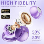 Jewelry-Inspired Clip On Earbuds,Comfortable Fit Open Ear Clip-On Headphones,Wireless Bluetooth Ear Cuff Headphones for Women,Earrings Earbuds for Running,Office,Sport&Gift (Butterfly - Purple)