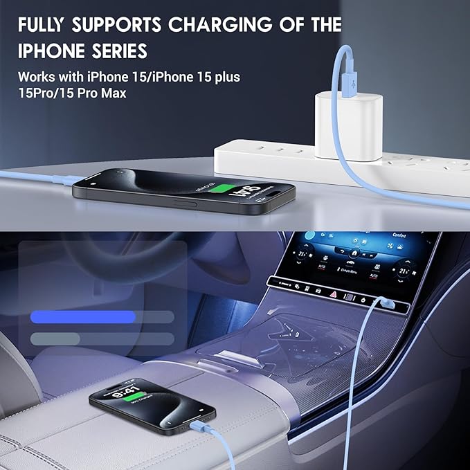 QZIIW 2 Pack Apple USB C Fast Charging Cable 15 FT for iPhone 16 15/16 15 Pro/16 15 Pro max/16 15 Plus,USB A to USB C Car Carplay Cord Compatible Galaxy S25 S24, i Pad Pro 12.9/11,Air 5th/4th Gen