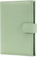Karmiir RFID Slim Passport Holder for Women, Compact Leather Passport Wallet with Card Holders SIM Slots,Zippered Coins Pocket and Cash Compartment Travel Passport Cover Case, Light Green