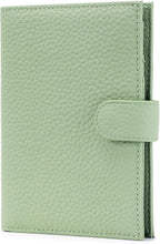 Karmiir RFID Slim Passport Holder for Women, Compact Leather Passport Wallet with Card Holders SIM Slots,Zippered Coins Pocket and Cash Compartment Travel Passport Cover Case, Light Green