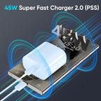 45W Super Fast Charger USB C Android Phone Type C Charger Fast Charging Block with 10FT Cord for Samsung Galaxy S26/S26 Ultra/S26+/S25 Ultra/S25/S24 Ultra/S24/S23 Ultra/S22/S21/S20/Note 10, Blue