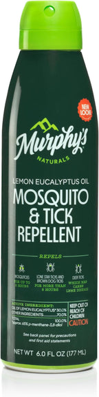 Murphy's Naturals Mosquito & Tick Bug Repellent Spray, Oil of Lemon Eucalyptus for Skin + Outdoor Gear, 6 Ounce Mist, 1-Pack