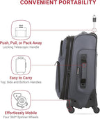SWISSGEAR Sion Softside Expandable Spinner Luggage Durable Lightweight Travel Suitcase, Dark Grey, Carry-On 21-Inch