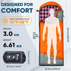 PTEROMY Sleeping Bags for Adults, Lightweight and Machine Washable, Water Resistant Backpacking Camping Sleeping Bag for Warm Cold Weather, Camping Essentials for Hiking Travel