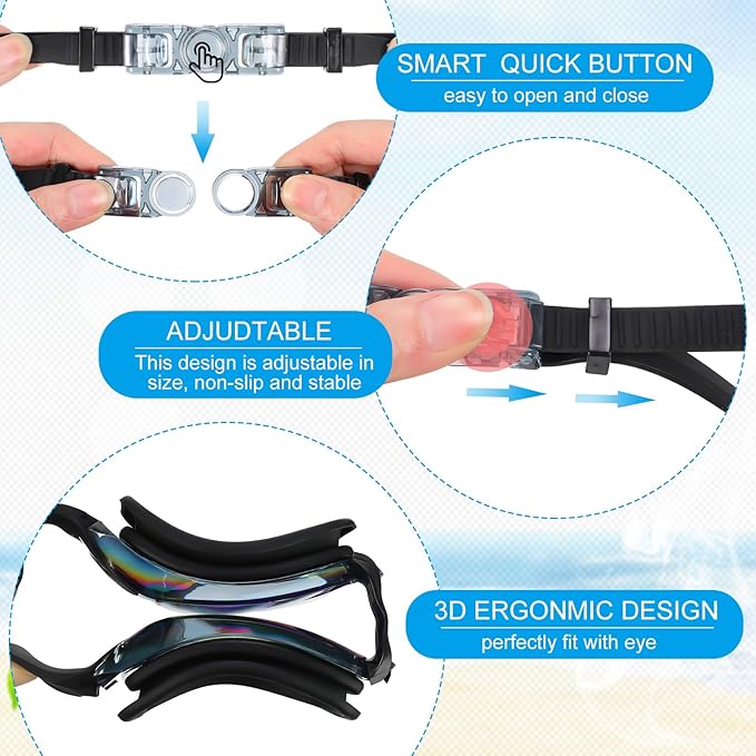 Flutesan 6 Pack Swim Goggles for Adult Anti Fog Swimming Glasses with Ear Plugs Nose Clip No Leaking Full Protection Goggles